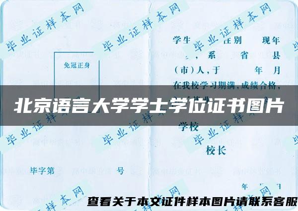 北京语言大学学士学位证书图片