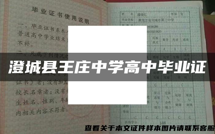 澄城县王庄中学高中毕业证