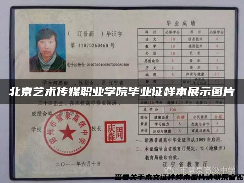 北京艺术传媒职业学院毕业证样本展示图片