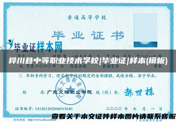 桦川县中等职业技术学校|毕业证|样本(模板)