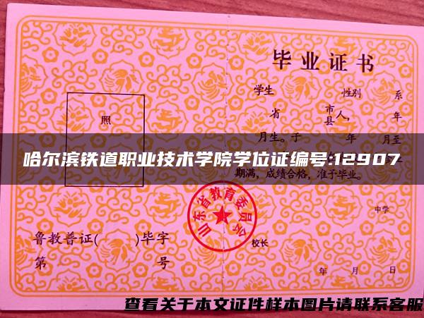 哈尔滨铁道职业技术学院学位证编号:12907 哈尔滨铁道职业技术学院学位证编号:12907