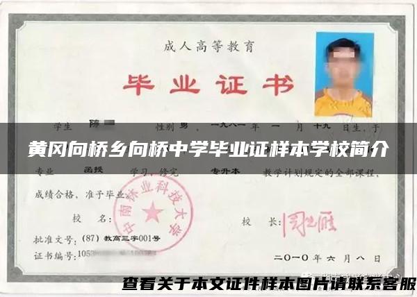黄冈向桥乡向桥中学毕业证样本学校简介 黄冈向桥乡向桥中学毕业证样本学校简介