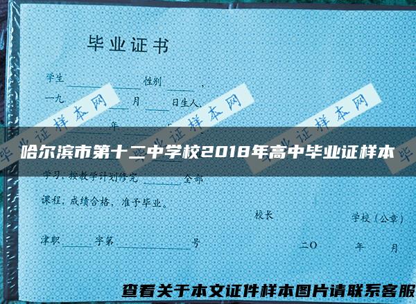 哈尔滨市第十二中学校2018年高中毕业证样本