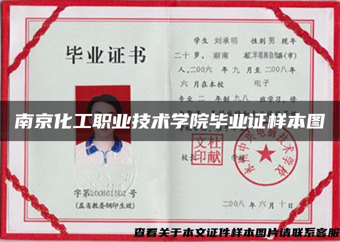 南京化工职业技术学院毕业证样本图