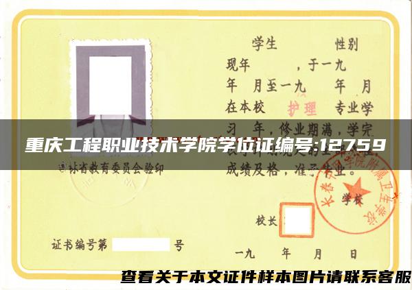 重庆工程职业技术学院学位证编号:12759 重庆工程职业技术学院学位证编号:12759