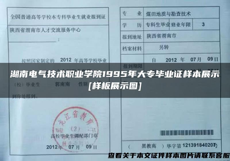 湖南电气技术职业学院1995年大专毕业证样本展示[样板展示图]