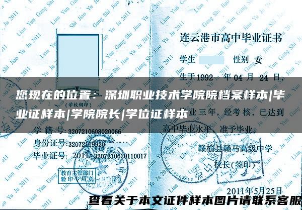 您现在的位置：深圳职业技术学院院档案样本|毕业证样本|学院院长|学位证样本