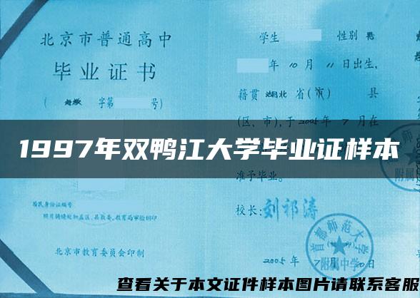 1997年双鸭江大学毕业证样本
