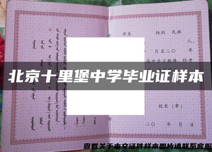 北京十里堡中学毕业证样本 北京十里堡中学毕业证样本