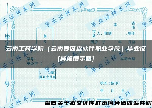 云南工商学院（云南爱因森软件职业学院）毕业证[样板展示图]