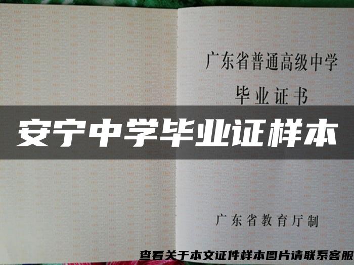 安宁中学毕业证样本
