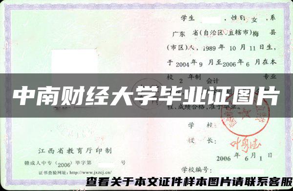 中南财经大学毕业证图片