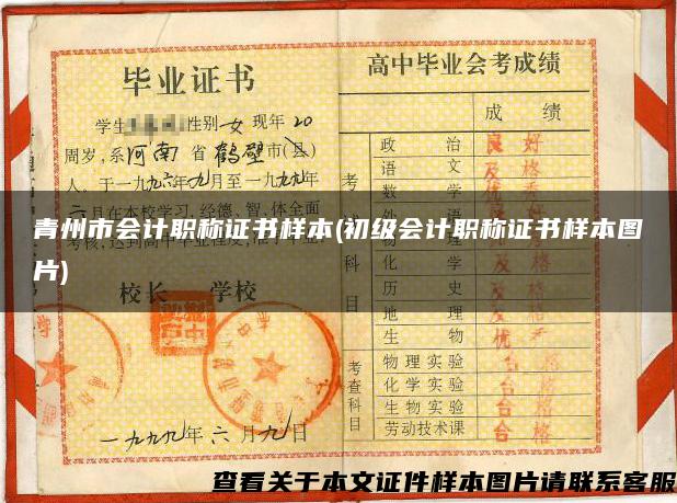 青州市会计职称证书样本(初级会计职称证书样本图片)