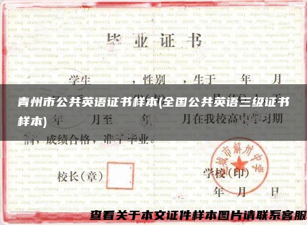 青州市公共英语证书样本(全国公共英语三级证书样本)