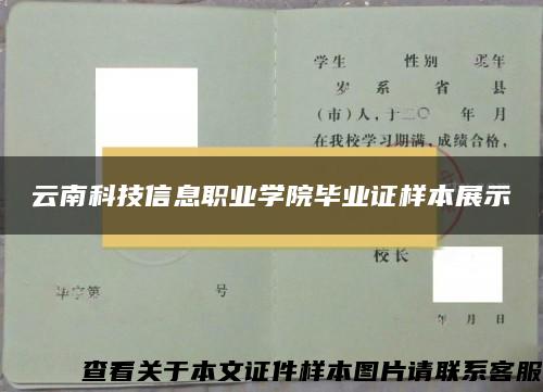 云南科技信息职业学院毕业证样本展示