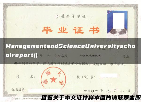 ManagementandScienceUniversityschoolreport()