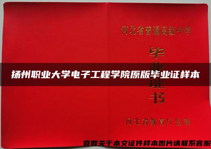 扬州职业大学电子工程学院原版毕业证样本