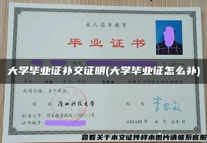 大学毕业证补交证明(大学毕业证怎么补)