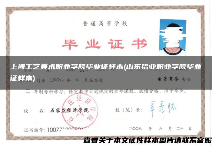 上海工艺美术职业学院毕业证样本(山东铝业职业学院毕业证样本)