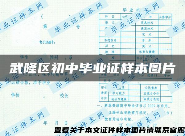 武隆区初中毕业证样本图片