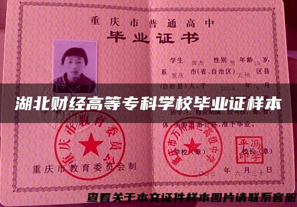 湖北财经高等专科学校毕业证样本