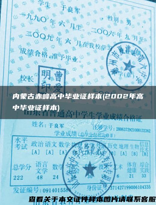 内蒙古赤峰高中毕业证样本(2002年高中毕业证样本)