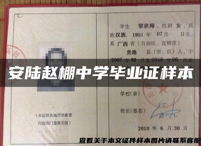 安陆赵棚中学毕业证样本