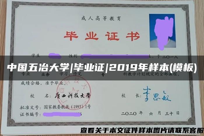中国五冶大学|毕业证|2019年样本(模板)