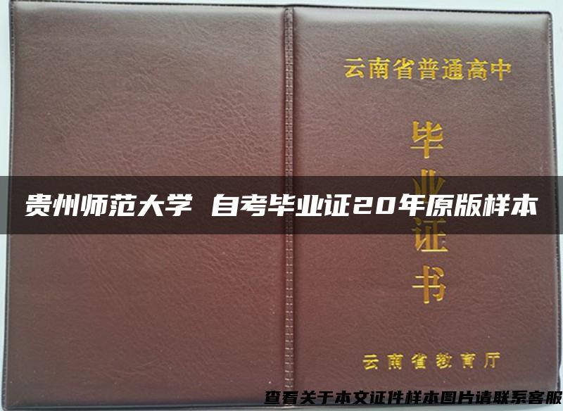 贵州师范大学 自考毕业证20年原版样本