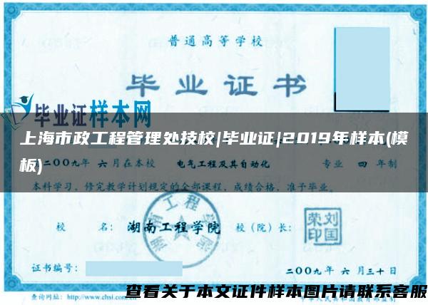 上海市政工程管理处技校|毕业证|2019年样本(模板)