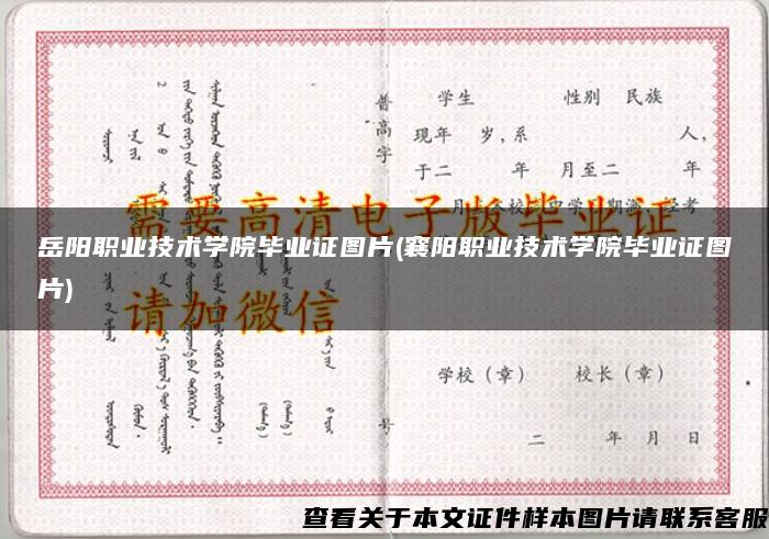岳阳职业技术学院毕业证图片(襄阳职业技术学院毕业证图片)