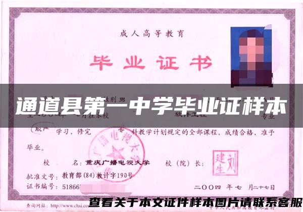 通道县第一中学毕业证样本