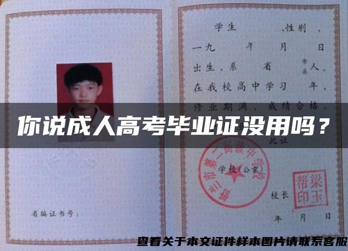 你说成人高考毕业证没用吗? 你说成人高考毕业证没用吗?