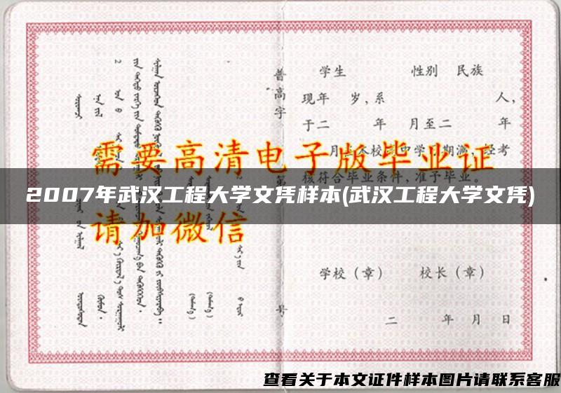 2007年武汉工程大学文凭样本(武汉工程大学文凭)