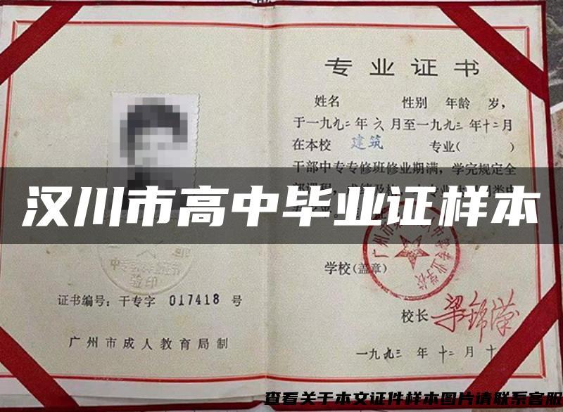 汉川市高中毕业证样本