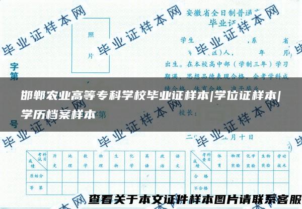 邯郸农业高等专科学校毕业证样本|学位证样本|学历档案样本