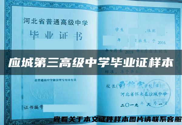 应城第三高级中学毕业证样本