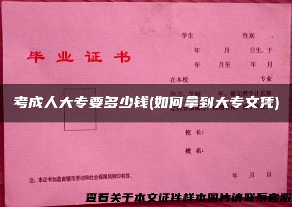 考成人大专要多少钱(如何拿到大专文凭)
