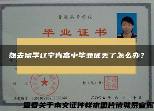 想去留学辽宁省高中毕业证丢了怎么办？