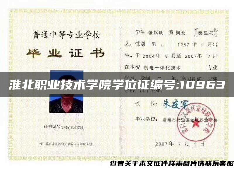 淮北职业技术学院学位证编号:10963