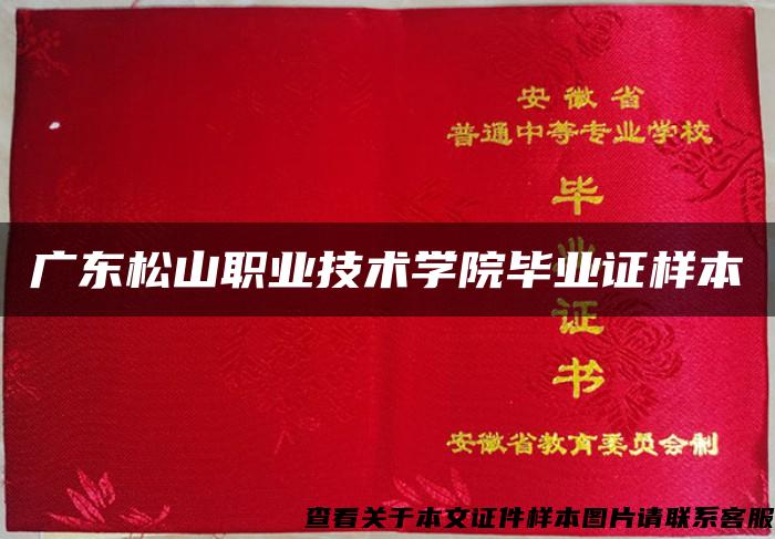 广东松山职业技术学院毕业证样本
