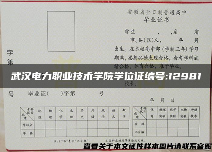 武汉电力职业技术学院学位证编号:12981