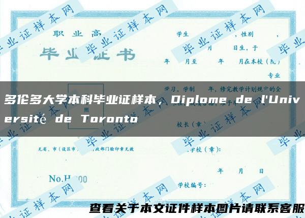 多伦多大学本科毕业证样本，Diplome de l