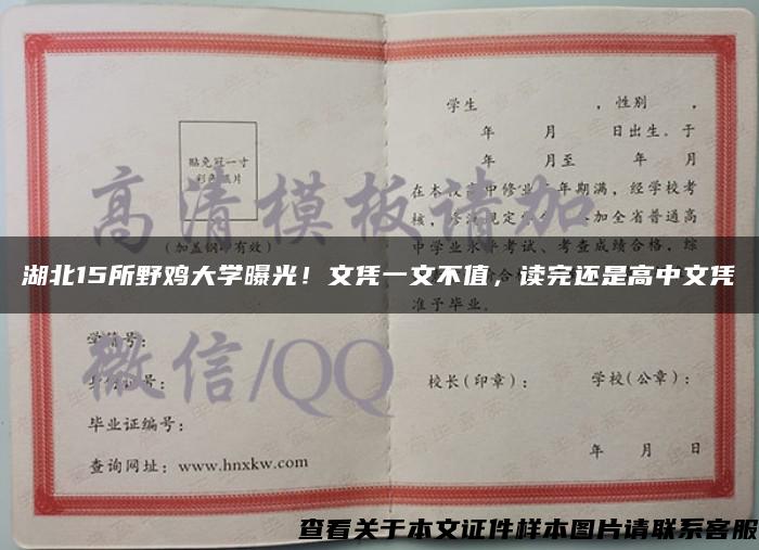 湖北15所野鸡大学曝光！文凭一文不值，读完还是高中文凭