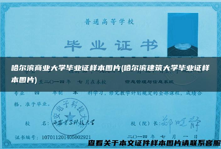 哈尔滨商业大学毕业证样本图片(哈尔滨建筑大学毕业证样本图片)