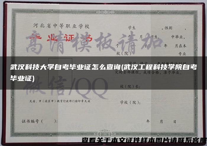 武汉科技大学自考毕业证怎么查询(武汉工程科技学院自考毕业证)