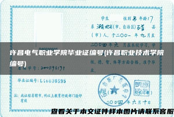 许昌电气职业学院毕业证编号(许昌职业技术学院编号)