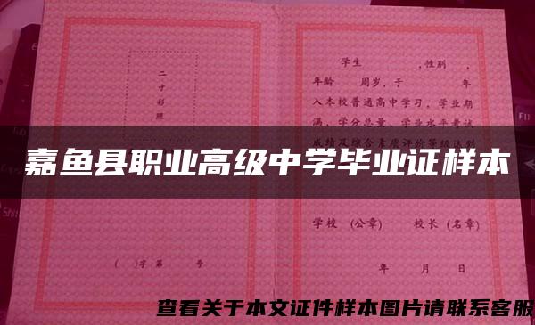 嘉鱼县职业高级中学毕业证样本