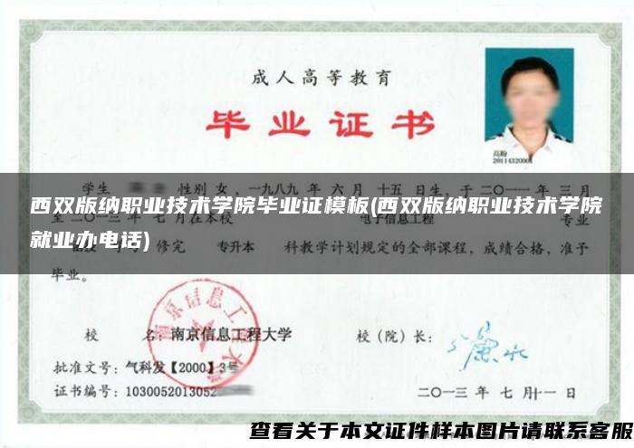 西双版纳职业技术学院毕业证模板(西双版纳职业技术学院就业办电话)