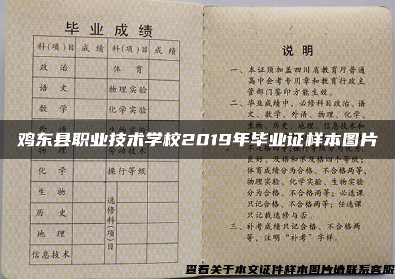 鸡东县职业技术学校2019年毕业证样本图片